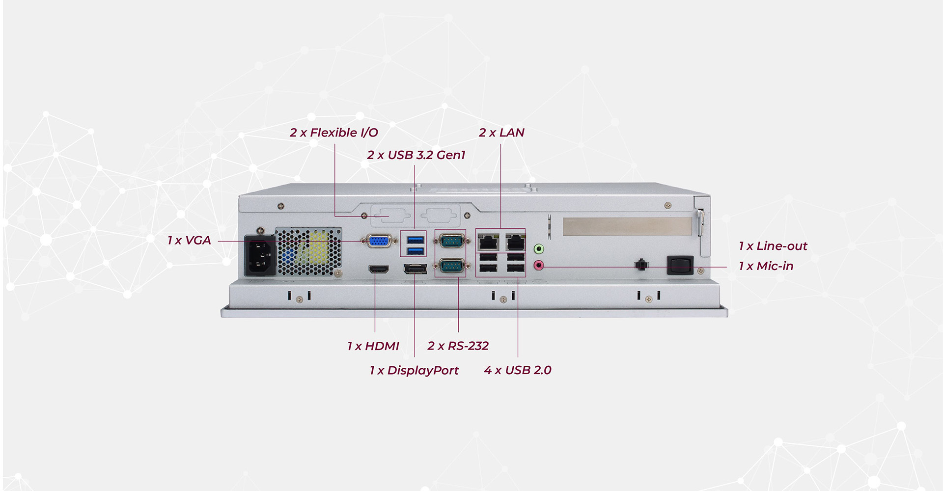 P117-ADL-TRA 17-inch Industrial Panel PC Rich I/O Interfaces Layout