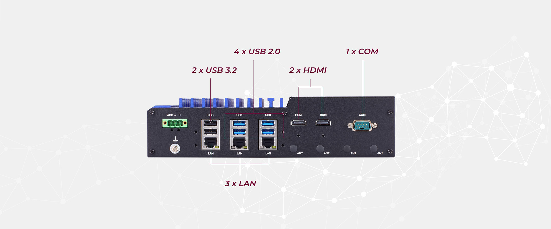ROBOX300 Industrial ROS 2 AMR Controller Rear View I/O Layout