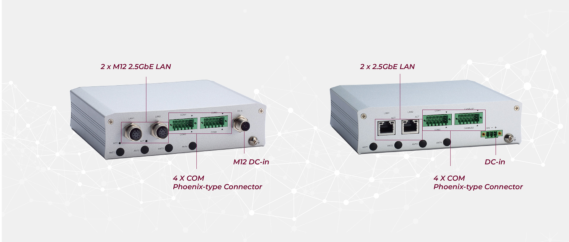 tBOX110 Ultra-Compact Transportation PC Rear View I/O Layout